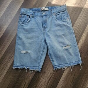 Levi's Light Wash Distressed Denim Shorts